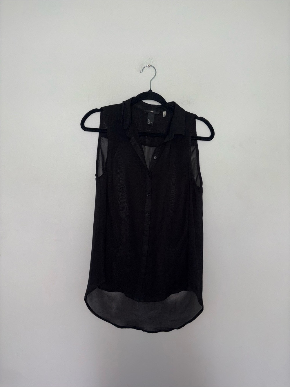 H&M | Black Button Up Sheer TankTop